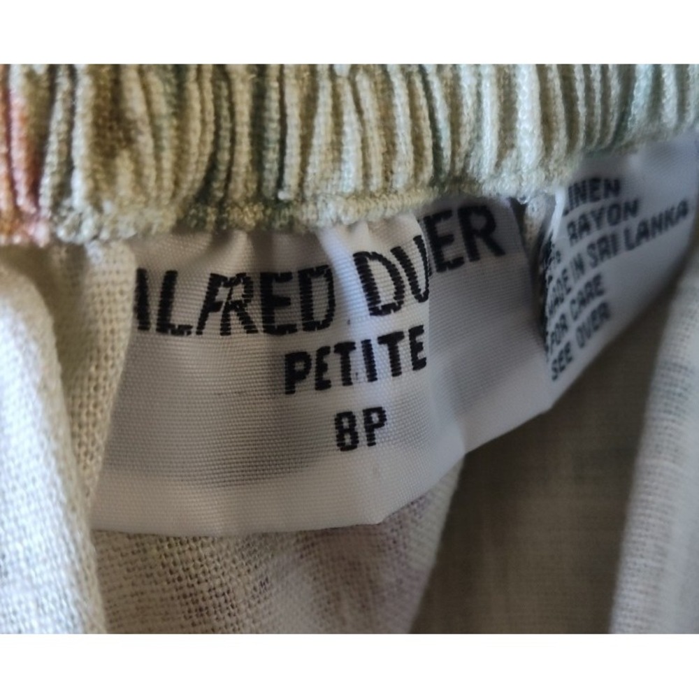 Alfred Dunner Skirt Petite Size 8P Green Floral Linen Blend Vintage Flowers - Picture 12 of 12